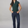 Women Cottonworld V-Neck^Women's Cotton Elastane Slim Fit Tshirt