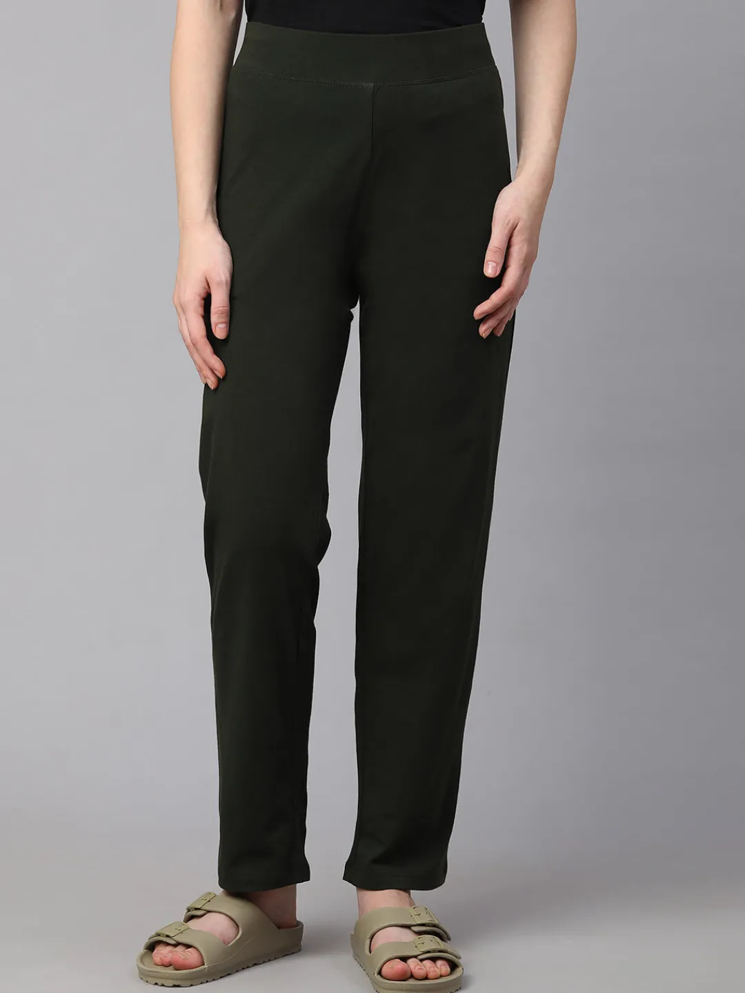 Women Cottonworld Trousers^Women's Cotton Elastane Regular Fit Knit Pant