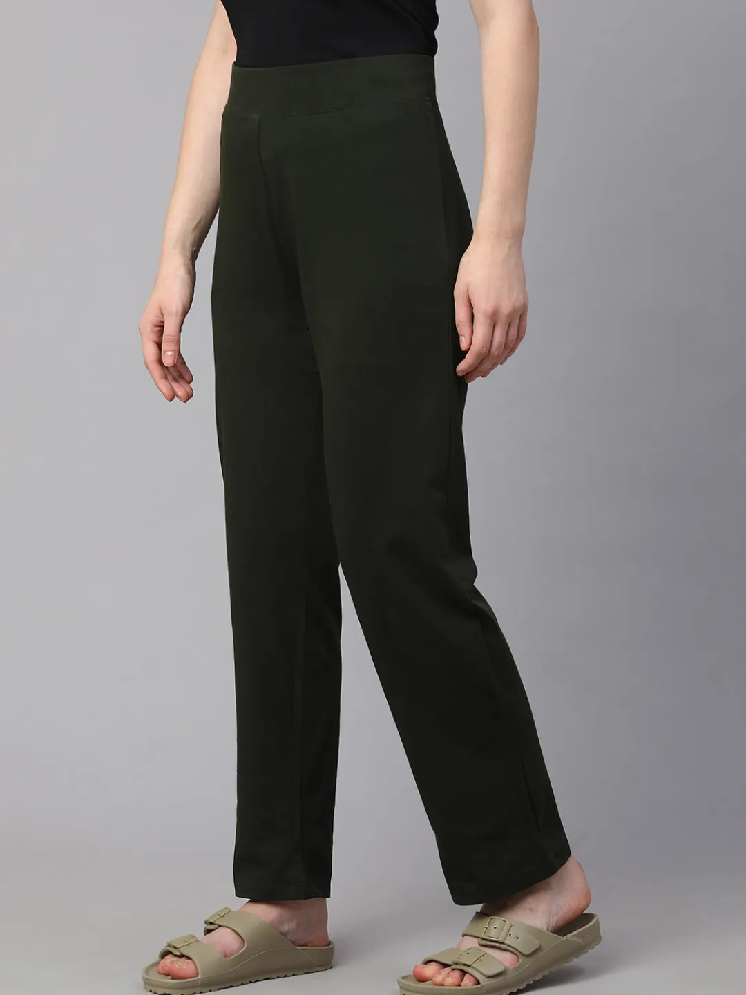 Women Cottonworld Trousers^Women's Cotton Elastane Regular Fit Knit Pant