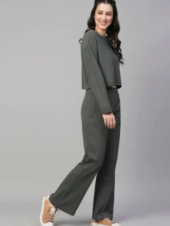 Women Cottonworld Trousers | Womens Co-Ord Sets^Women's Cotton Elastane Regular Fit Knit Pant