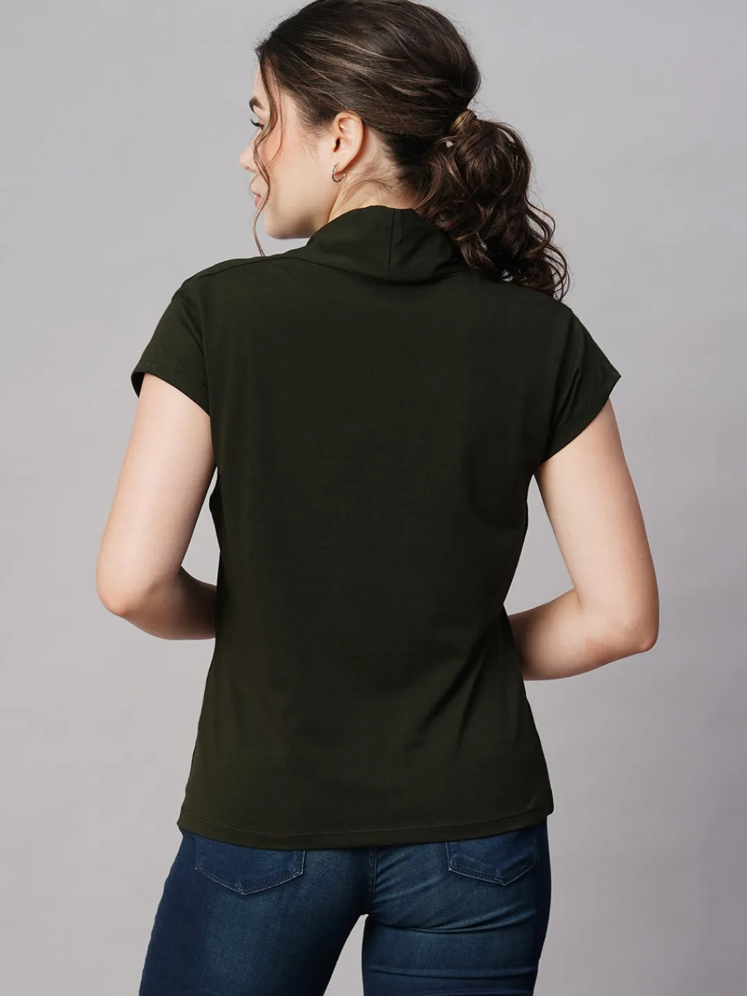 Women Cottonworld V-Neck^Women's Cotton Elastane Slim Fit Tshirt