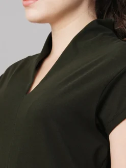 Women Cottonworld V-Neck^Women's Cotton Elastane Slim Fit Tshirt