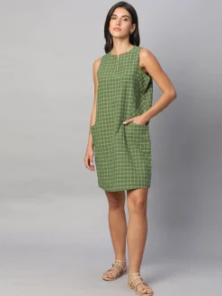 Women Cottonworld Dresses | Dresses^Women's Cotton Linen Regular Fit Dress
