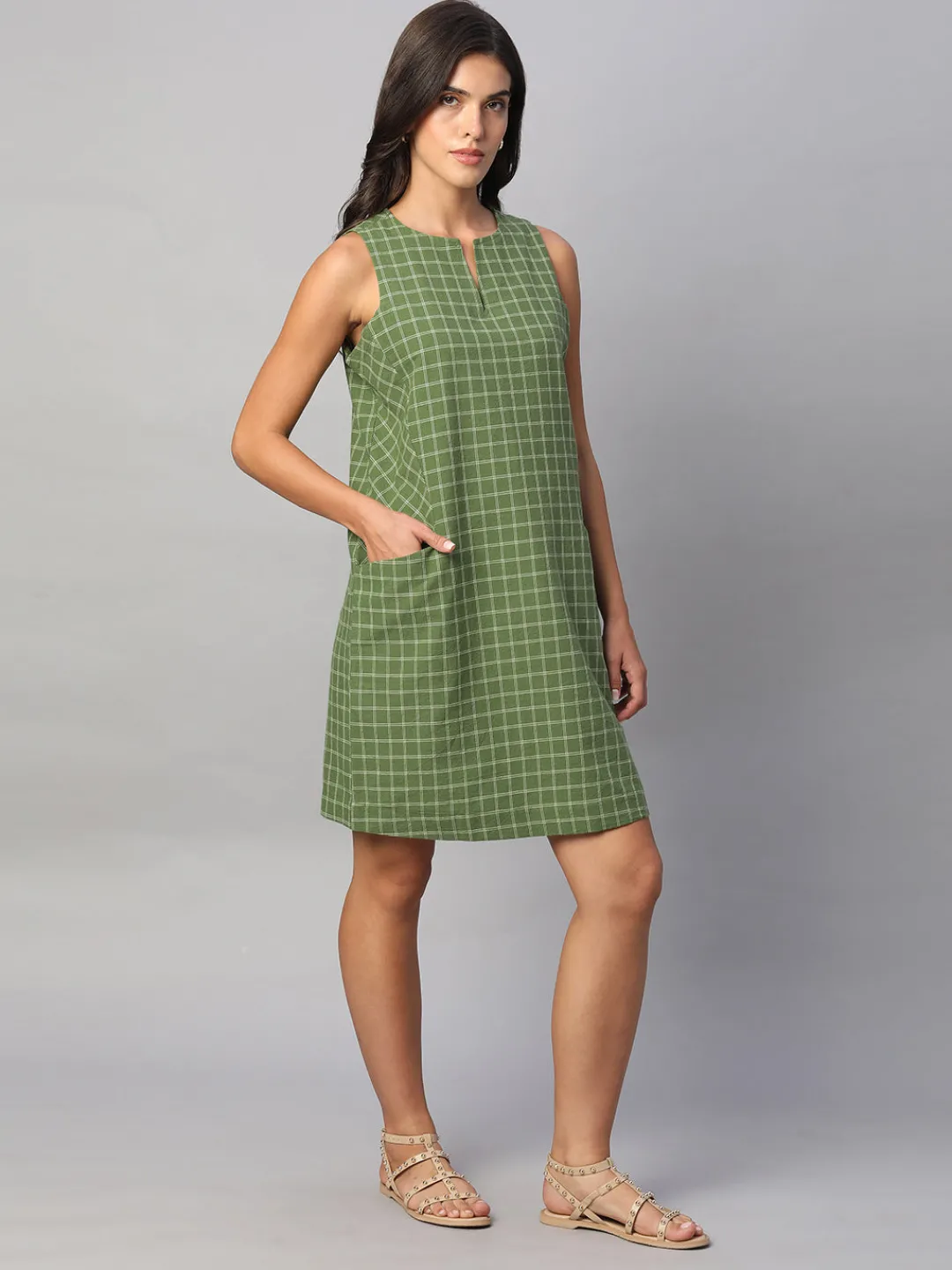 Women Cottonworld Dresses | Dresses^Women's Cotton Linen Regular Fit Dress