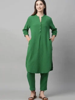 Women Cottonworld Womens Co-Ord Sets^Women's Cotton Regular Fit Kurta