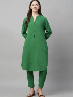 Women Cottonworld Womens Co-Ord Sets^Women's Cotton Regular Fit Kurta