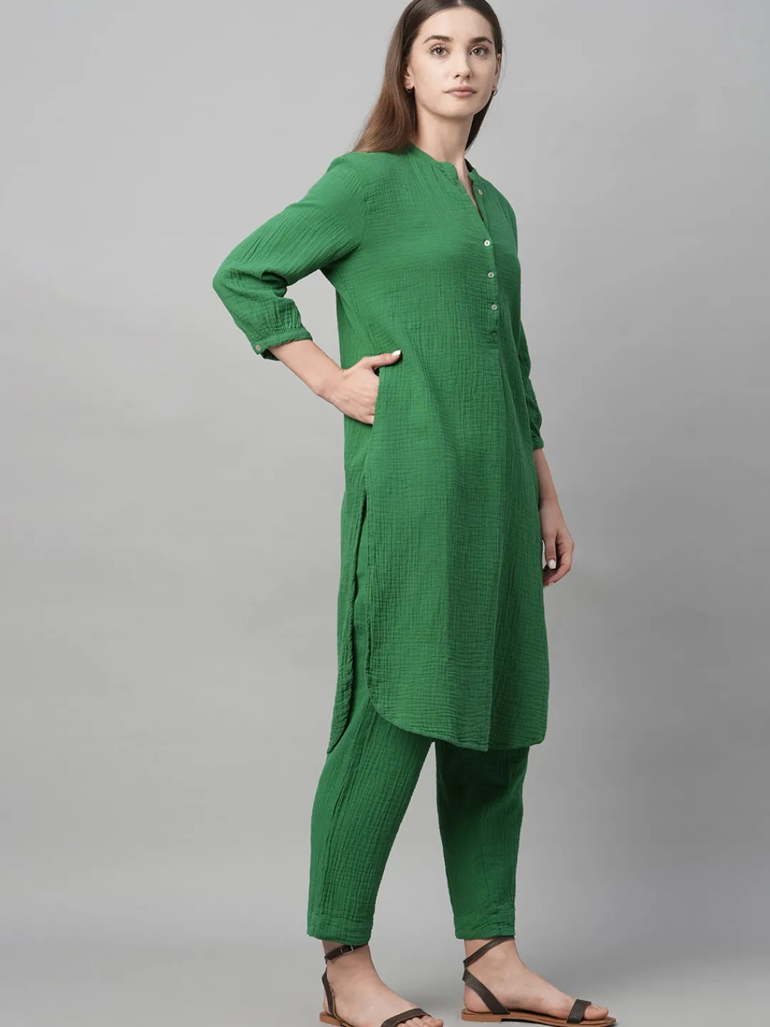 Women Cottonworld Womens Co-Ord Sets^Women's Cotton Regular Fit Kurta