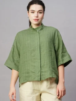 Women Cottonworld Tops & Shirts | Tops & Shirts^Women's Linen Boxy Fit Blouse