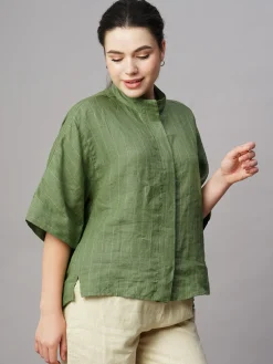 Women Cottonworld Tops & Shirts | Tops & Shirts^Women's Linen Boxy Fit Blouse