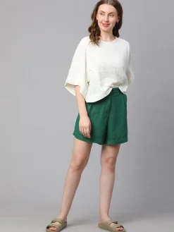 Women Cottonworld Shorts | Shorts^Women's Linen Viscose Regular Fit Shorts