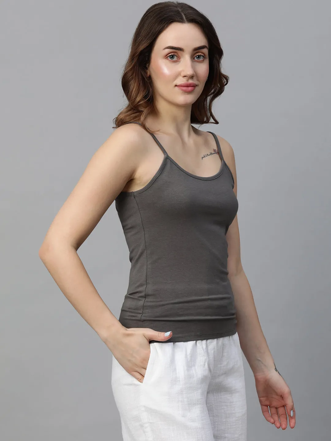 Women Cottonworld Vests^Women's Cotton Bamboo Elastane Slim Fit Vest