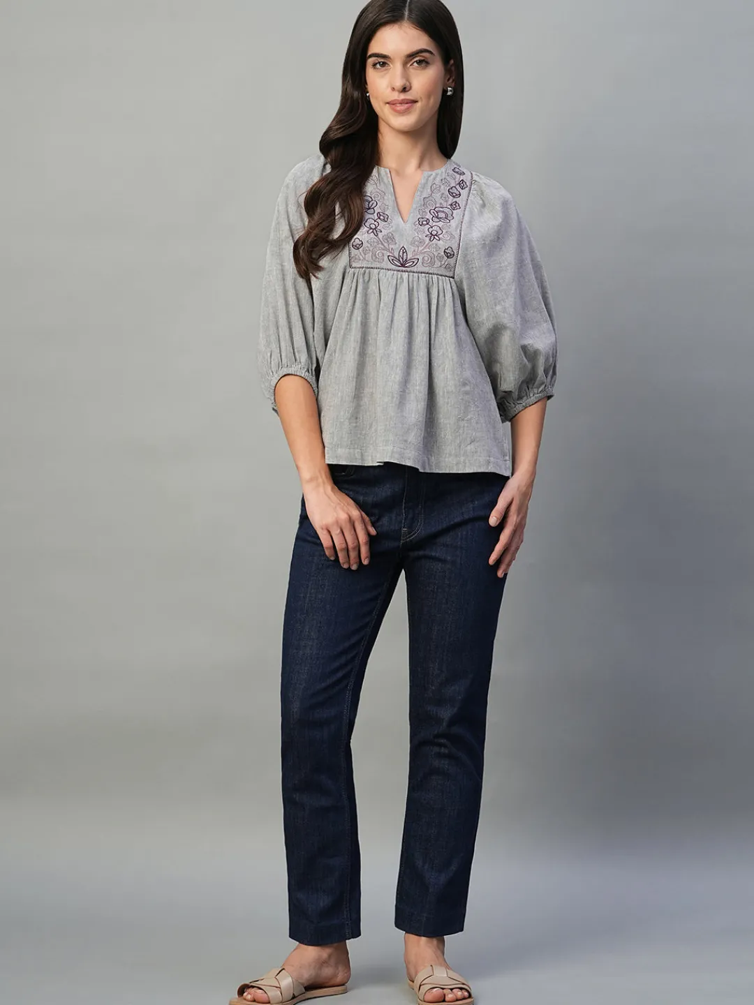 Women Cottonworld Tops & Shirts | Tops & Shirts^Women's Cotton Linen Regular Fit Blouse