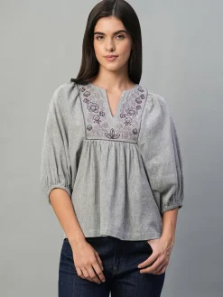 Women Cottonworld Tops & Shirts | Tops & Shirts^Women's Cotton Linen Regular Fit Blouse