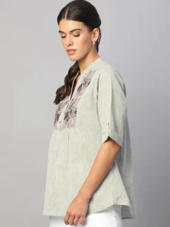 Women Cottonworld Tops & Shirts | Tops & Shirts^Women's Cotton Linen Regular Fit Blouse