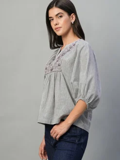 Women Cottonworld Tops & Shirts | Tops & Shirts^Women's Cotton Linen Regular Fit Blouse