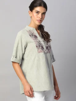 Women Cottonworld Tops & Shirts | Tops & Shirts^Women's Cotton Linen Regular Fit Blouse