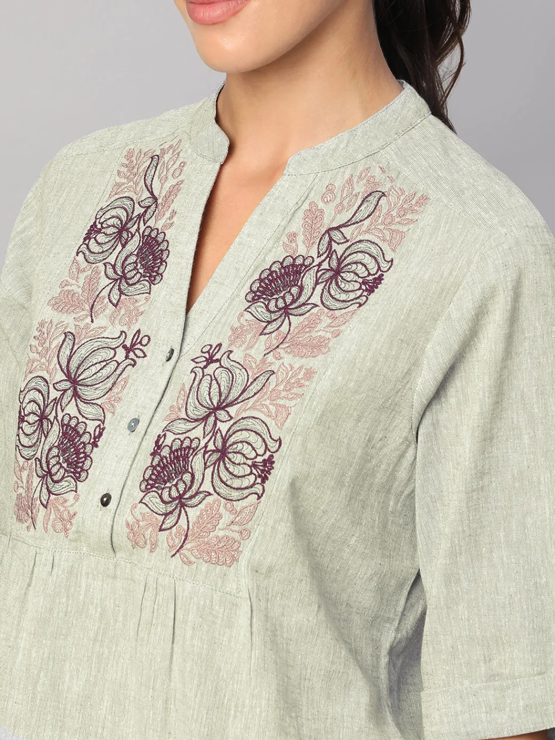 Women Cottonworld Tops & Shirts | Tops & Shirts^Women's Cotton Linen Regular Fit Blouse