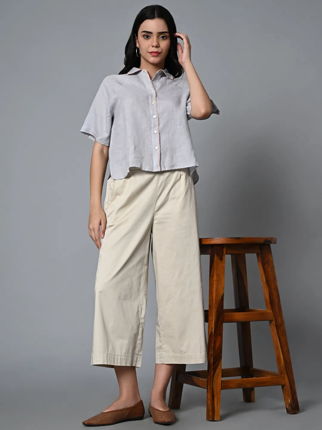 Women Cottonworld Tops & Shirts | Tops & Shirts^Women's Linen Excel Regular Fit Blouse