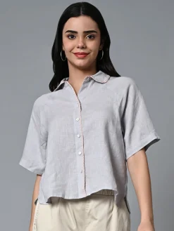 Women Cottonworld Tops & Shirts | Tops & Shirts^Women's Linen Excel Regular Fit Blouse