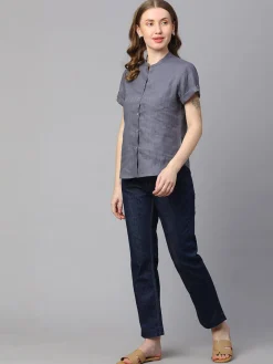 Women Cottonworld Tops & Shirts | Tops & Shirts^Women's Linen Slim Fit Blouse