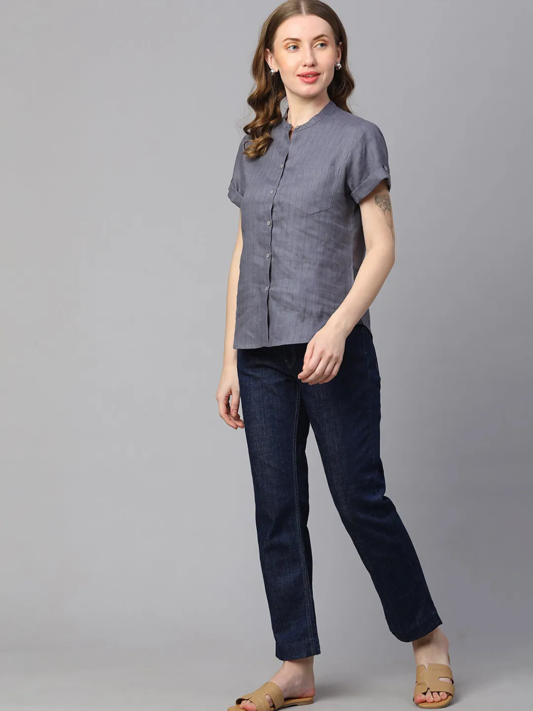 Women Cottonworld Tops & Shirts | Tops & Shirts^Women's Linen Slim Fit Blouse