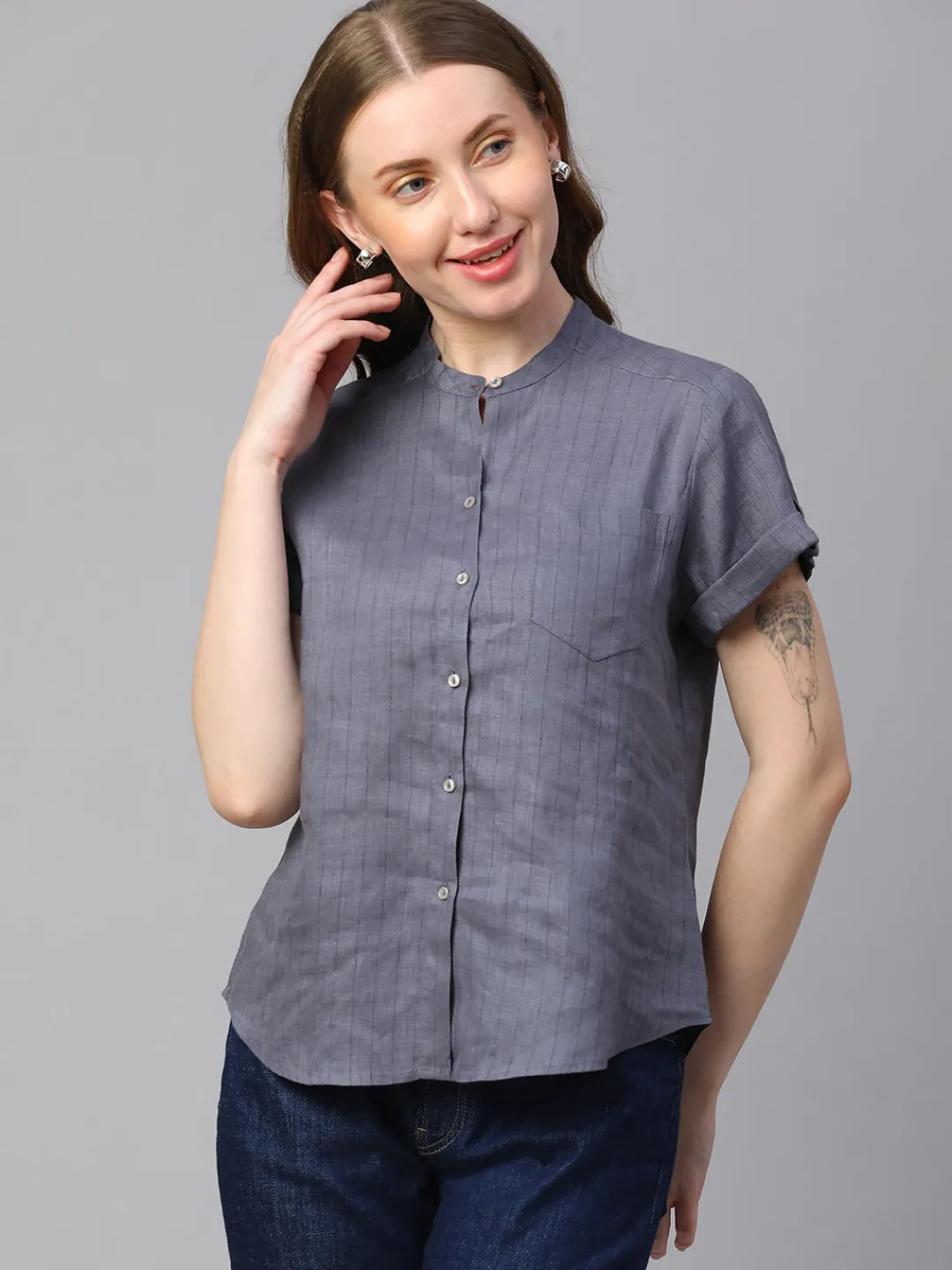 Women Cottonworld Tops & Shirts | Tops & Shirts^Women's Linen Slim Fit Blouse