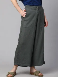 Women Cottonworld Culottes^Women's Linen Viscose Wide Leg Culotte