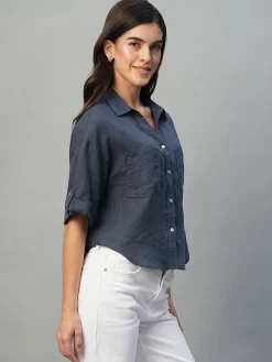 Women Cottonworld Tops & Shirts | Tops & Shirts^Women's 100% Linen Boxy Fit Blouse