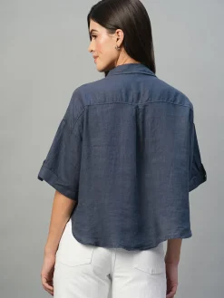 Women Cottonworld Tops & Shirts | Tops & Shirts^Women's 100% Linen Boxy Fit Blouse