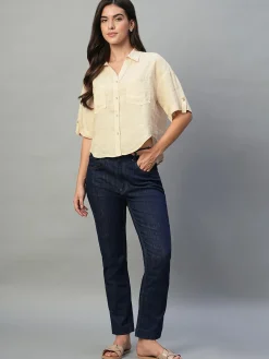 Women Cottonworld Tops & Shirts | Tops & Shirts^Women's 100% Linen Boxy Fit Blouse