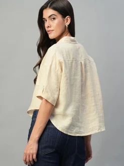 Women Cottonworld Tops & Shirts | Tops & Shirts^Women's 100% Linen Boxy Fit Blouse