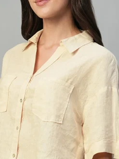 Women Cottonworld Tops & Shirts | Tops & Shirts^Women's 100% Linen Boxy Fit Blouse