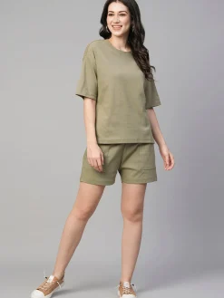 Women Cottonworld Shorts | Womens Co-Ord Sets^Women's Cotton Elastane Regular Fit Knit Shorts