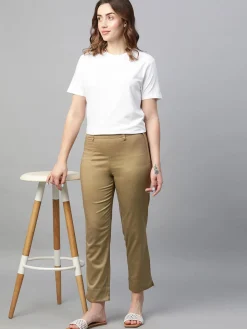 Women Cottonworld Trousers^Women's Cotton Elastane Regular Fit Pant
