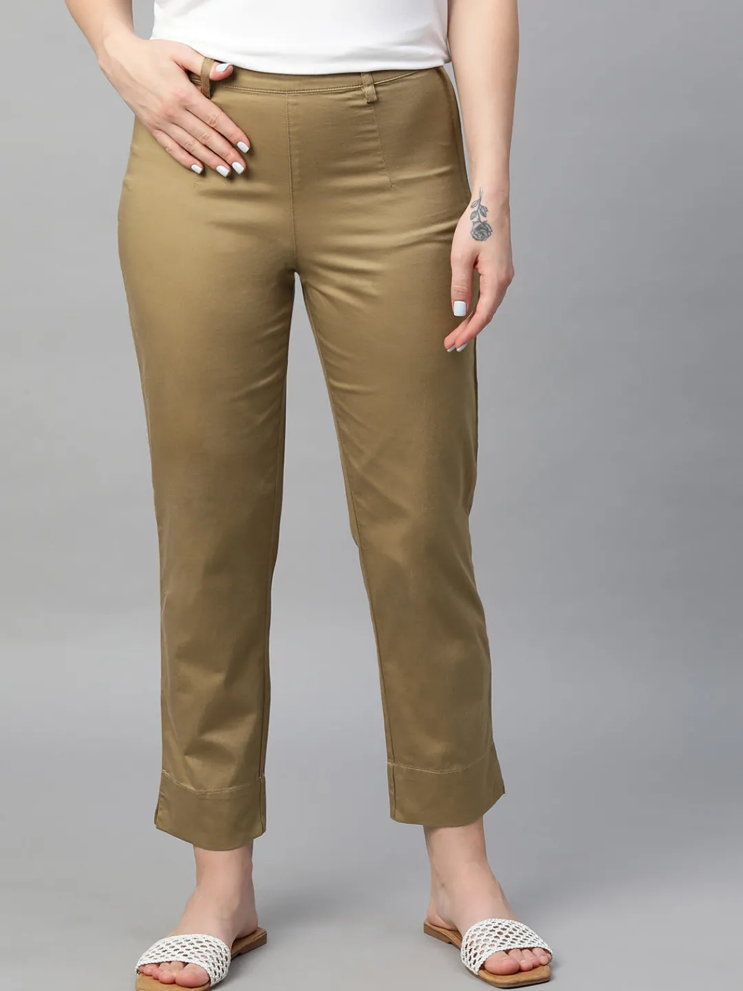 Women Cottonworld Trousers^Women's Cotton Elastane Regular Fit Pant