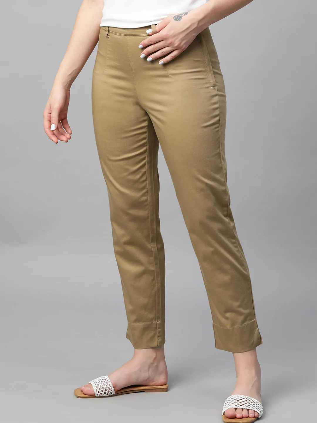 Women Cottonworld Trousers^Women's Cotton Elastane Regular Fit Pant