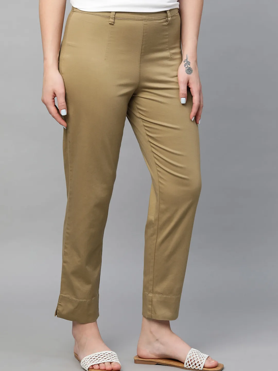 Women Cottonworld Trousers^Women's Cotton Elastane Regular Fit Pant