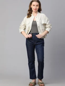 Women Cottonworld Jackets^Women's Cotton Linen Boxy Fit Jacket