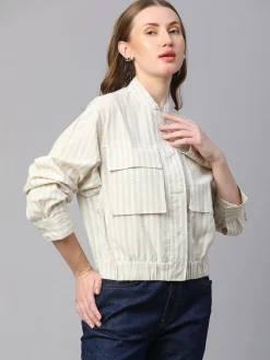 Women Cottonworld Jackets^Women's Cotton Linen Boxy Fit Jacket