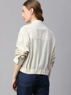Women Cottonworld Jackets^Women's Cotton Linen Boxy Fit Jacket