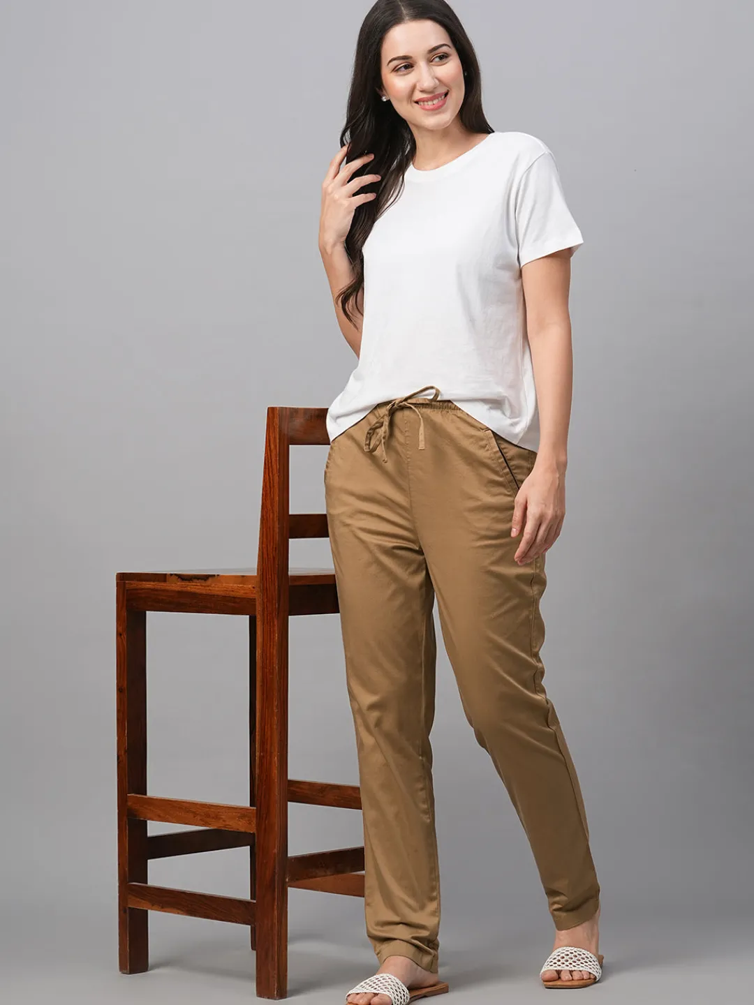 Women Cottonworld Trousers^Women's Cotton Lycra Regular Fit Pant
