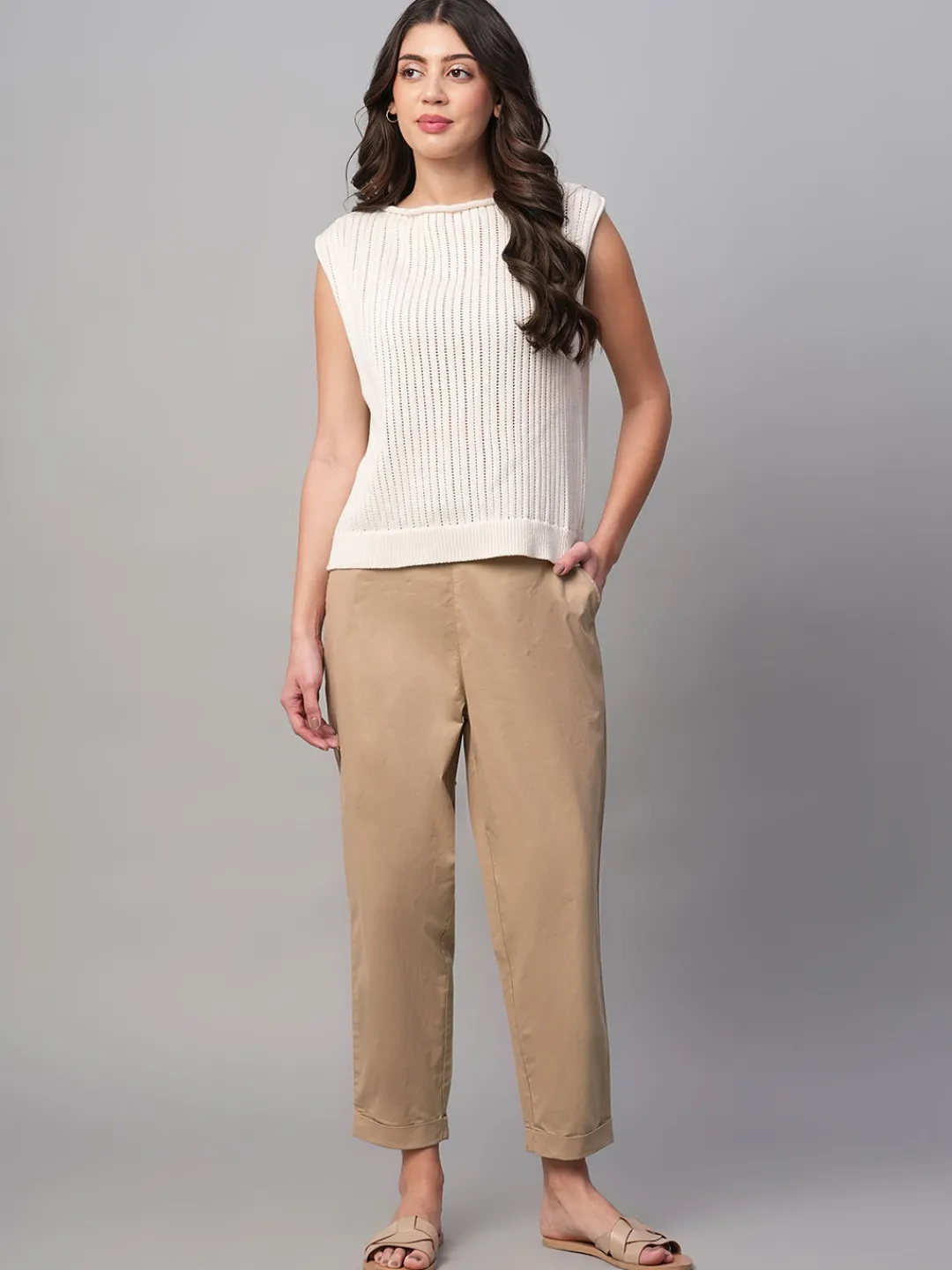 Women Cottonworld Trousers^Women's Cotton Lycra Regular Fit Pant