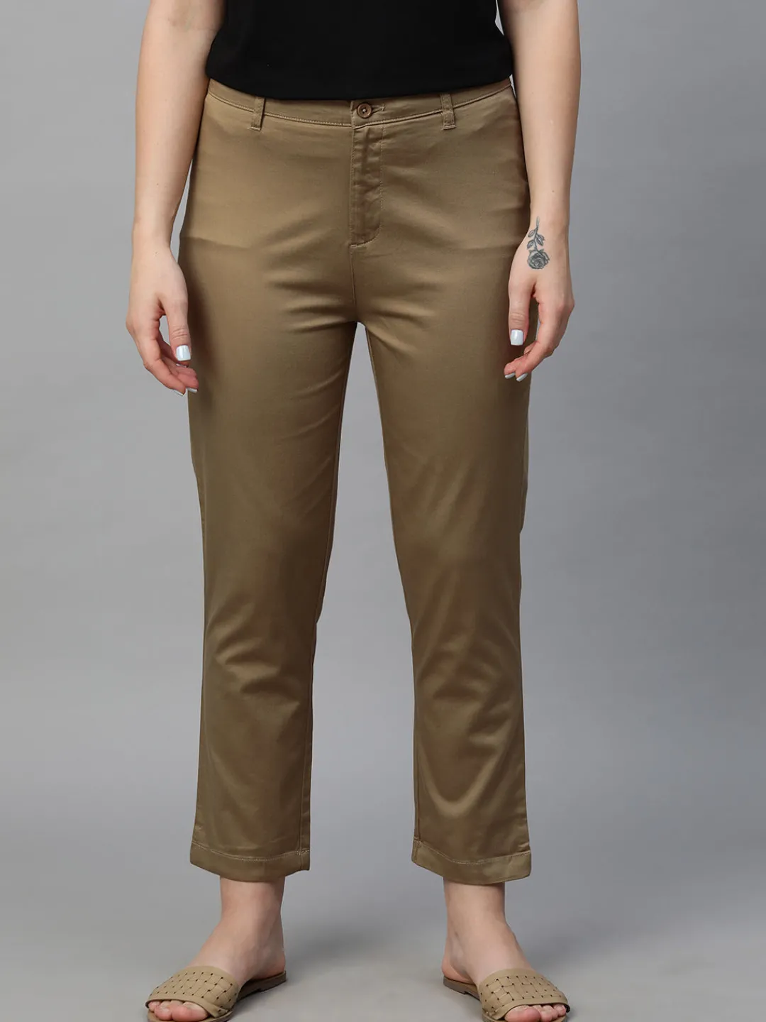 Women Cottonworld Trousers^Women's Cotton Lycra Regular Fit Pant