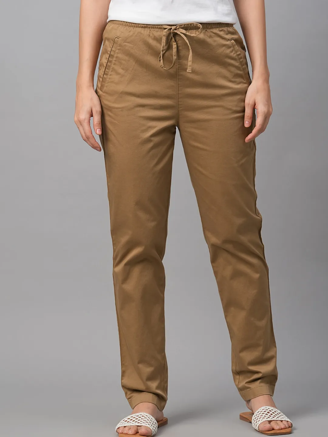 Women Cottonworld Trousers^Women's Cotton Lycra Regular Fit Pant