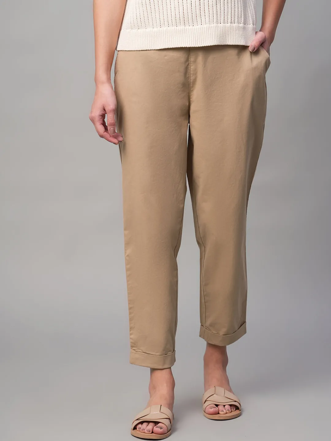 Women Cottonworld Trousers^Women's Cotton Lycra Regular Fit Pant