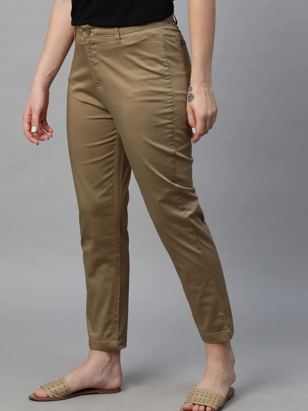 Women Cottonworld Trousers^Women's Cotton Lycra Regular Fit Pant