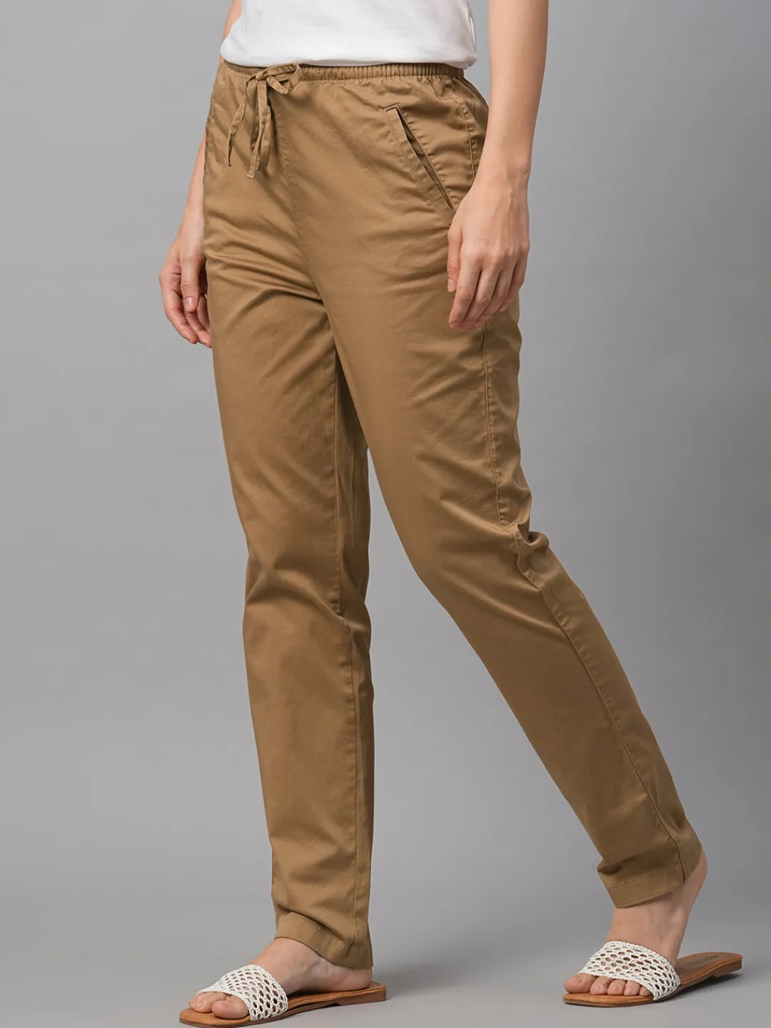 Women Cottonworld Trousers^Women's Cotton Lycra Regular Fit Pant