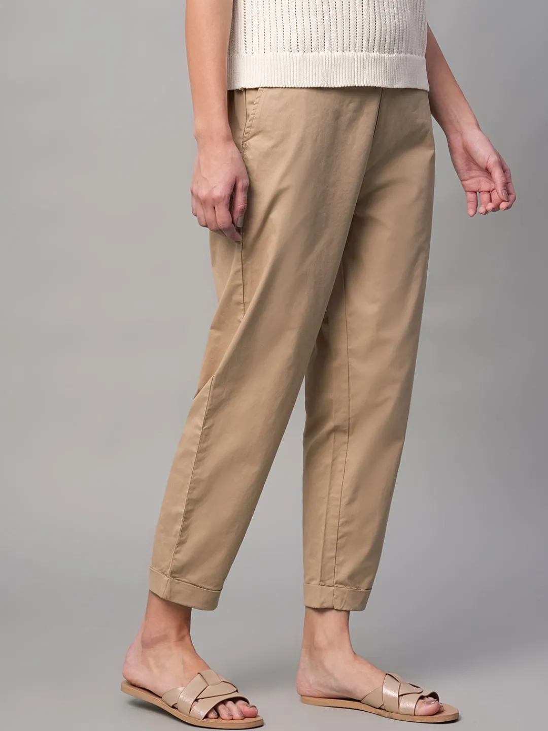 Women Cottonworld Trousers^Women's Cotton Lycra Regular Fit Pant