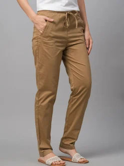Women Cottonworld Trousers^Women's Cotton Lycra Regular Fit Pant