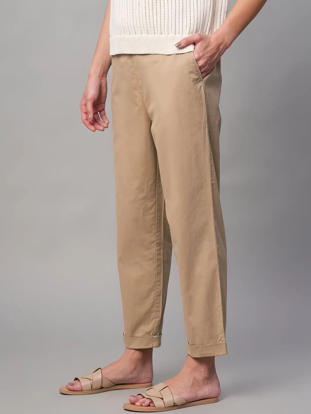 Women Cottonworld Trousers^Women's Cotton Lycra Regular Fit Pant